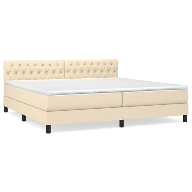 vidaXL Bettgestell Boxspringbett mit Matratze Creme 200x200 cm Stoff Bett B günstig online kaufen