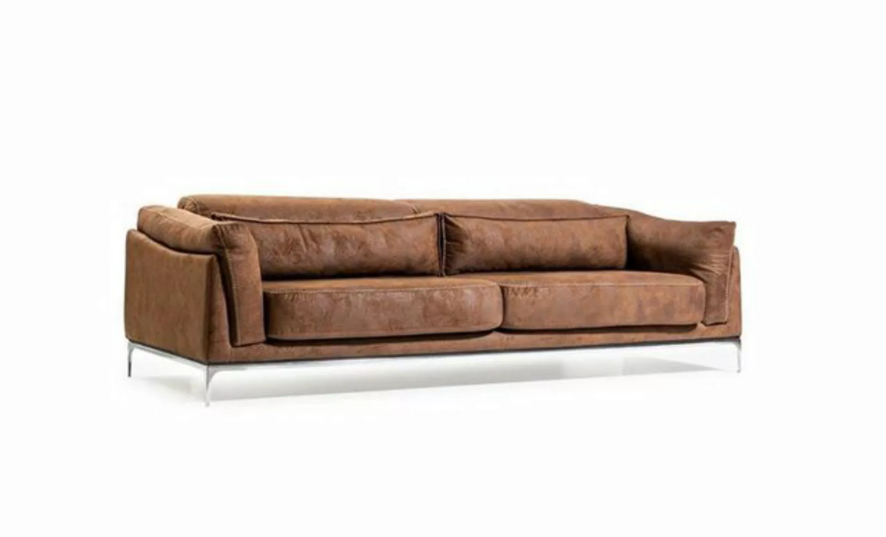 Xlmoebel 3-Sitzer Braunes Wildleder-Sofa mit drei Sitzen und weicher Polste günstig online kaufen