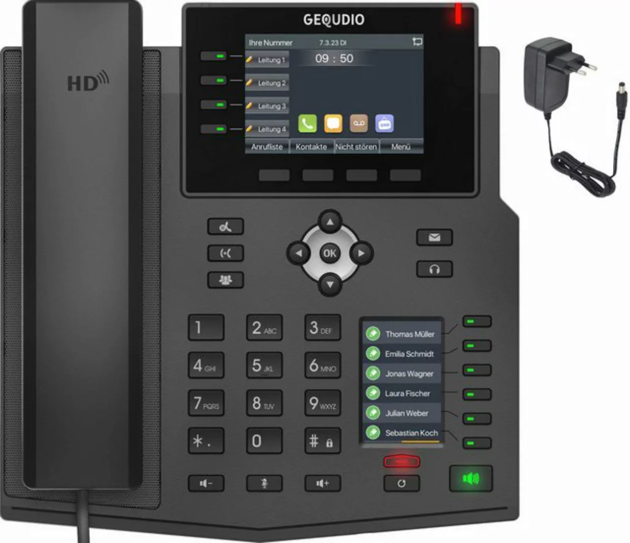GEQUDIO GX5+ Kabelgebundenes Telefon (IP Tischtelefon mit Netzteil / 2x Far günstig online kaufen
