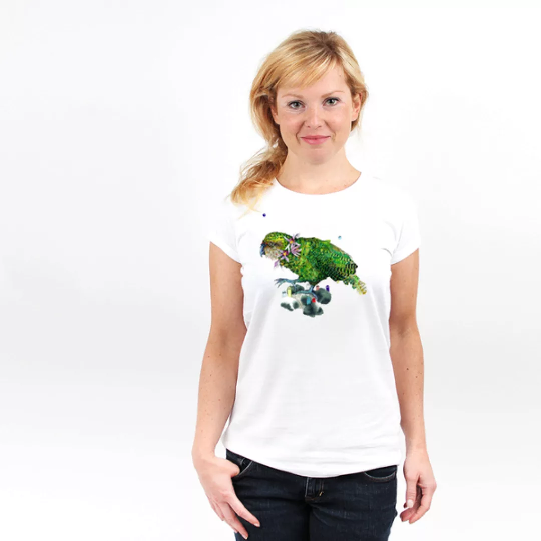 Kakapo - Frauenshirt Mit Print Aus Biobaumwolle günstig online kaufen