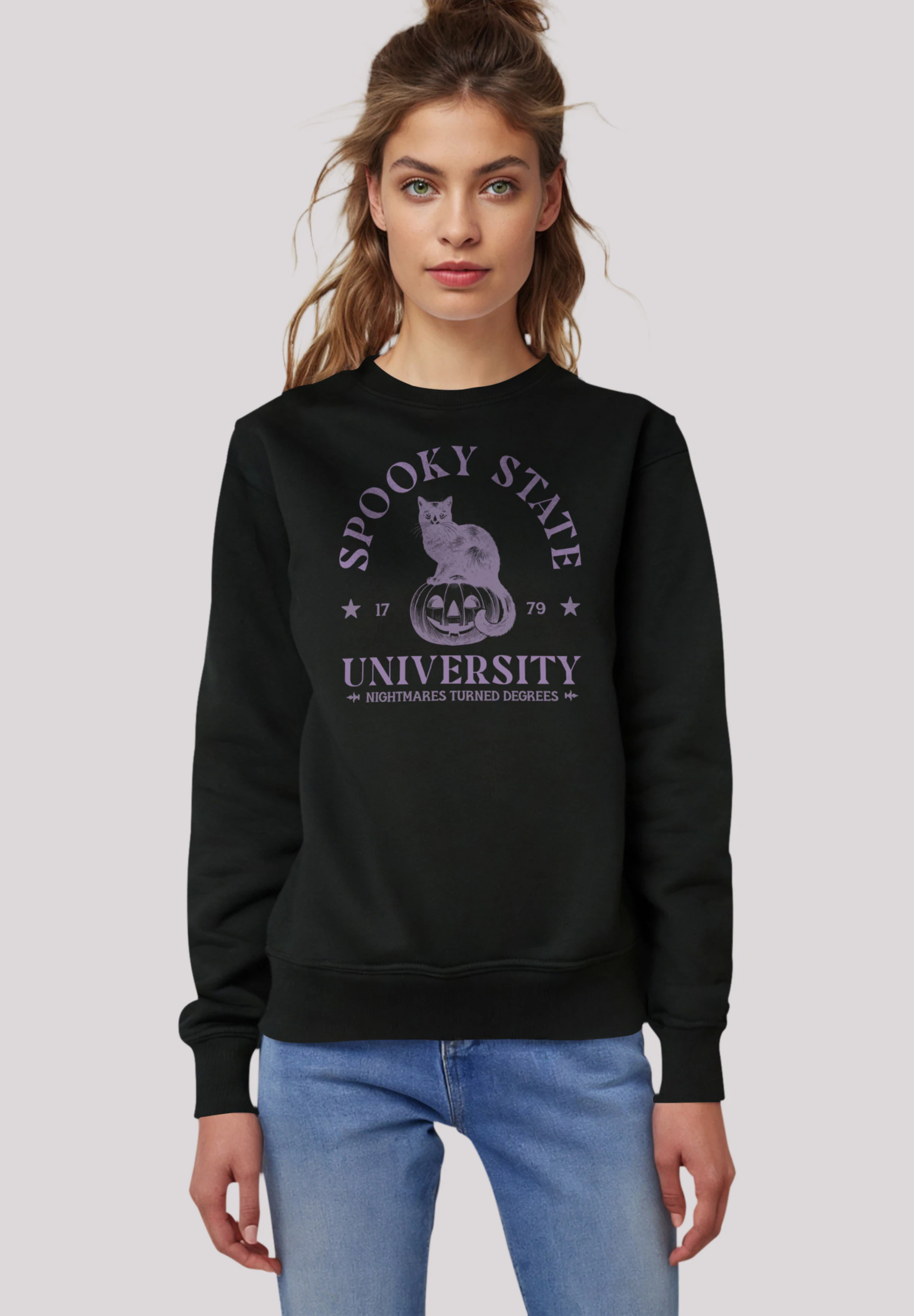 F4NT4STIC Sweatshirt "Halloween University Spooky state cat", Premium Quali günstig online kaufen