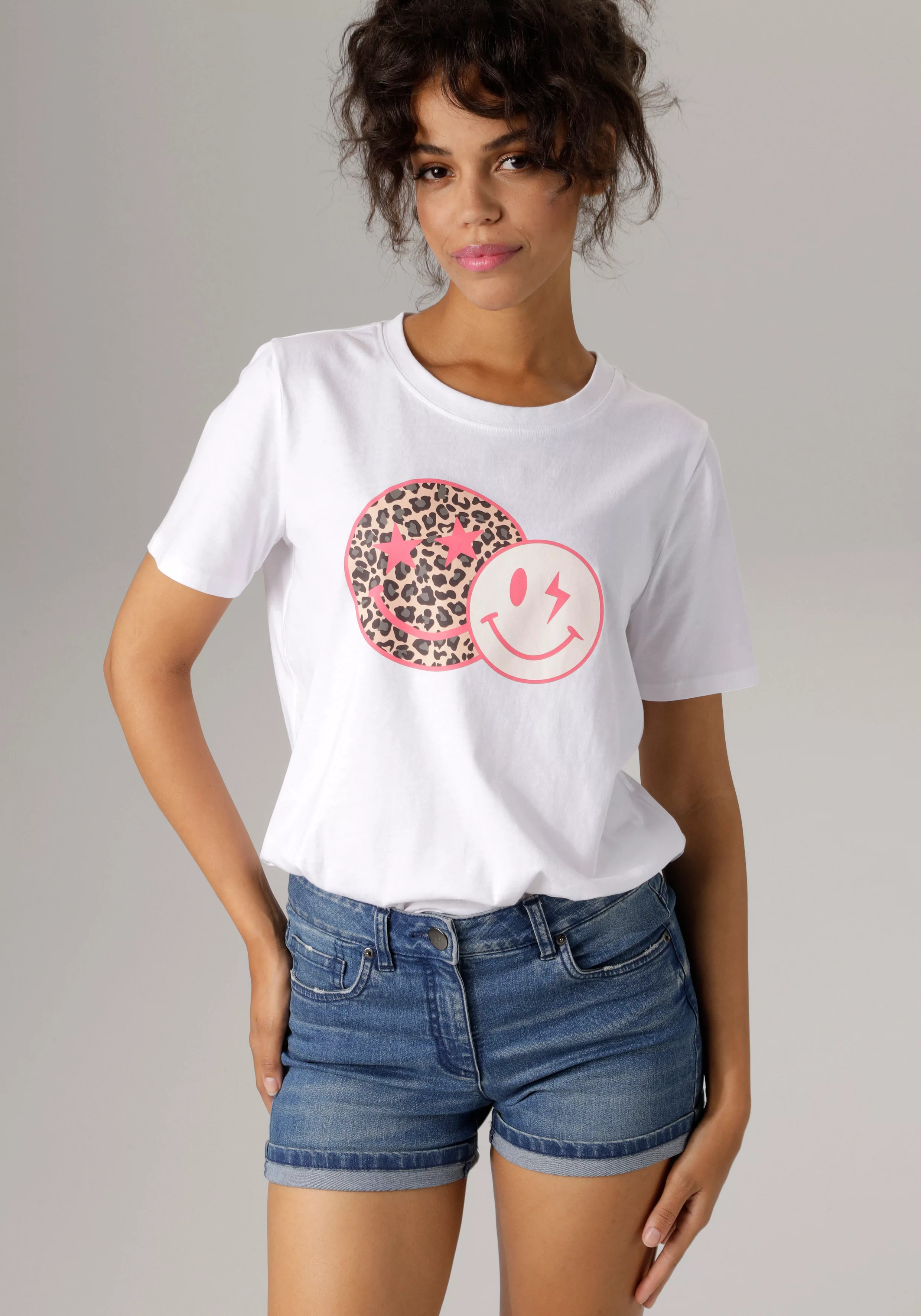 Aniston CASUAL T-Shirt, mit coolen Smileys bedruckt günstig online kaufen