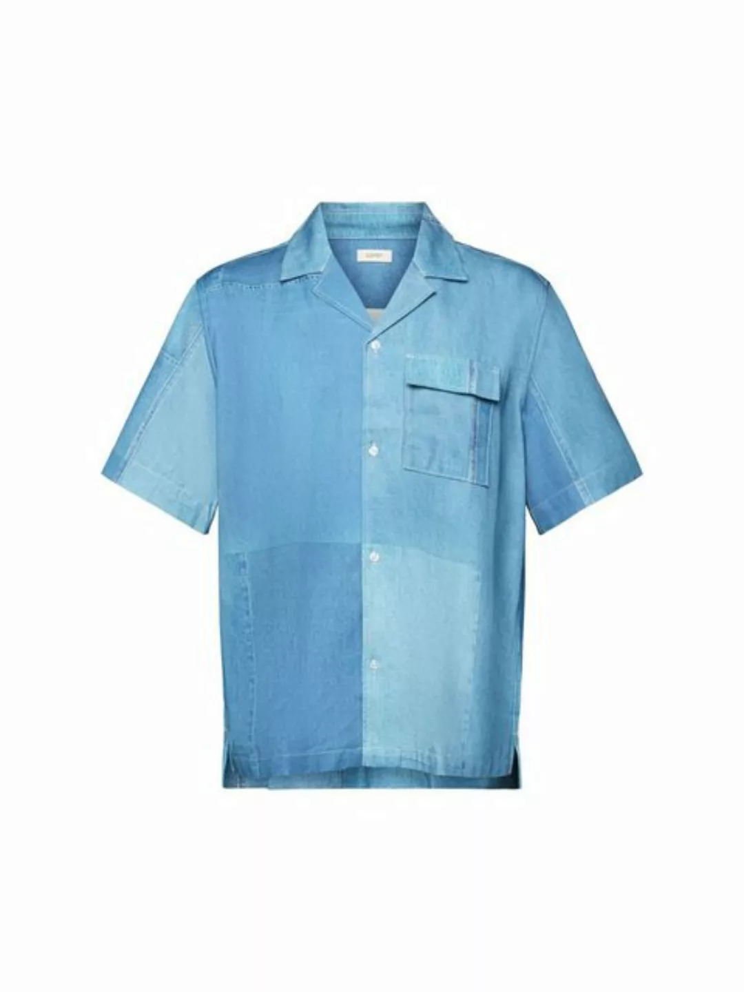 Esprit Kurzarmhemd Hemd mit durchgehendem Denim-Print günstig online kaufen