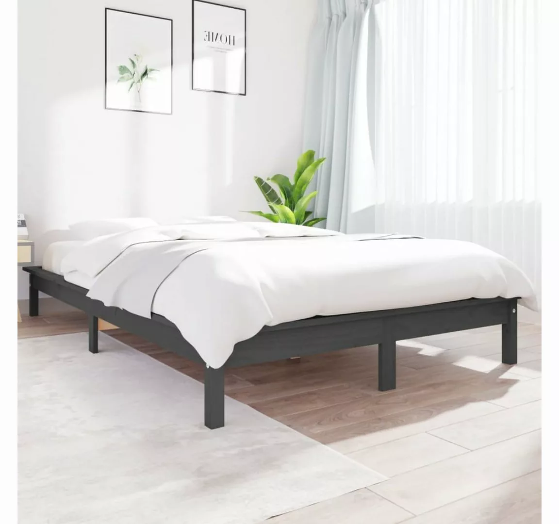 furnicato Bett Massivholzbett Grau 120x200 cm Kiefer günstig online kaufen