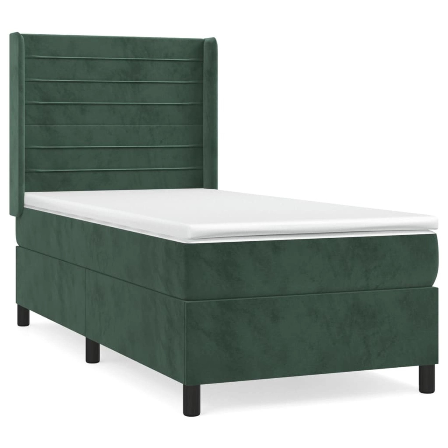 vidaXL Boxspringbett mit Matratze Dunkelgrün 90x190 cm Samt1536058 günstig online kaufen