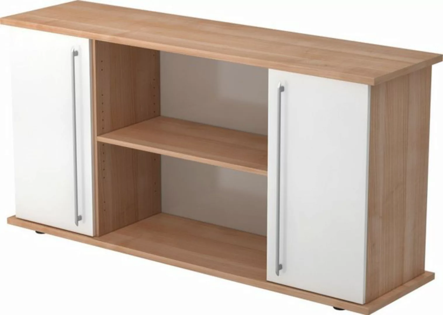 Aktenschrank Sideboard SB 2OH 2 Türen BxTxH 166,1x44,8x84cm Griff SG Nussba günstig online kaufen