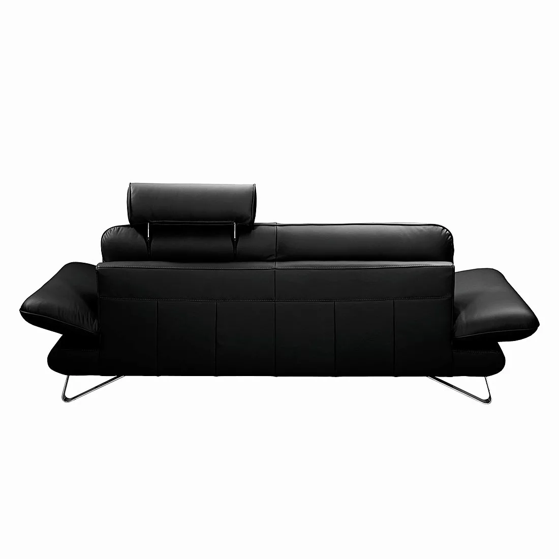 home24 Fredriks Sofa Enzo 2,5-Sitzer Schwarz Echtleder 215x83x95 cm (BxHxT) günstig online kaufen