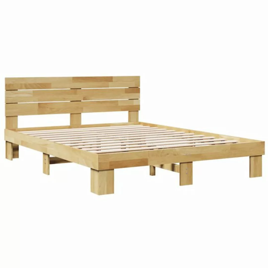 vidaXL Bett Massivholzbett mit Kopfteil ohne Matratze 140x190 cm Eichenholz günstig online kaufen