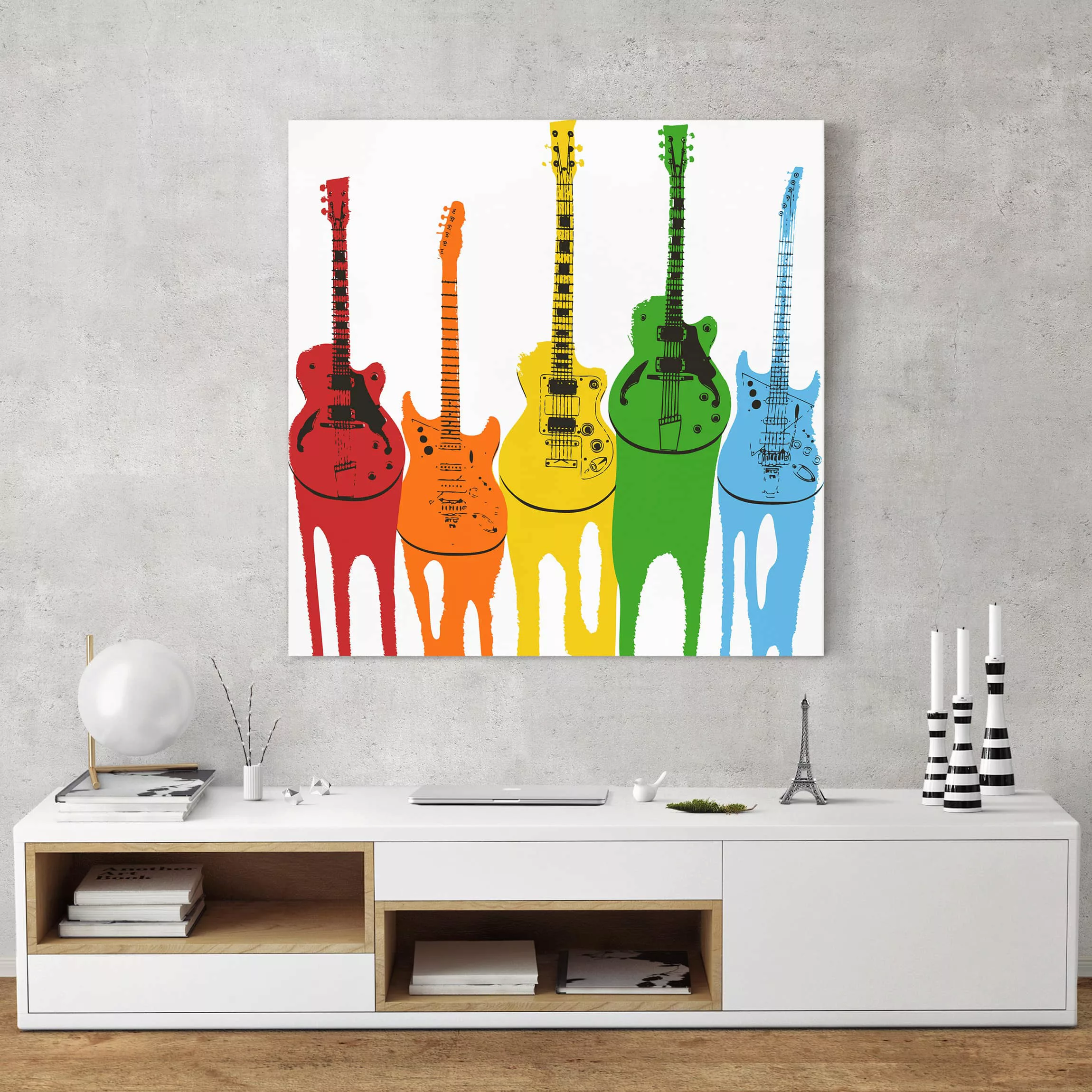 Leinwandbild - Quadrat Retro Guitars günstig online kaufen