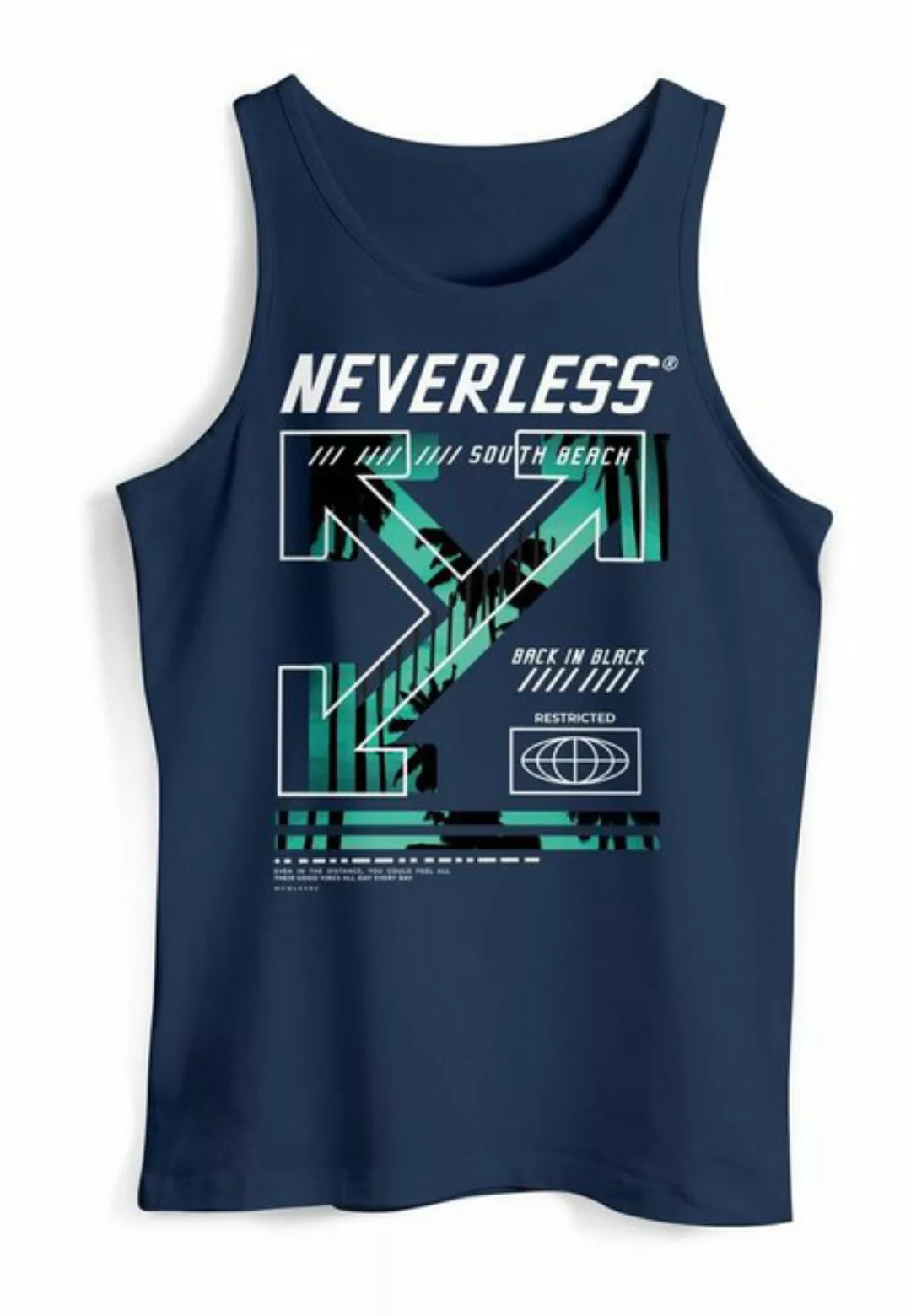 Neverless Tanktop Herren Tank-Top Text Print Aufdruck South Beach Techwear günstig online kaufen