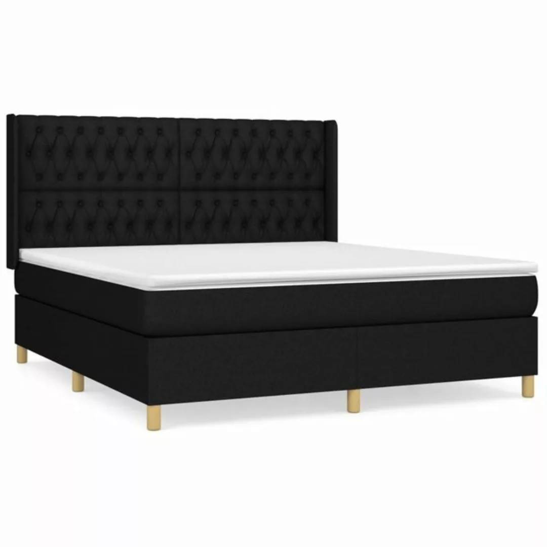 vidaXL Bettgestell Boxspringbett mit Matratze Schwarz 180x200 cm Stoff Bett günstig online kaufen