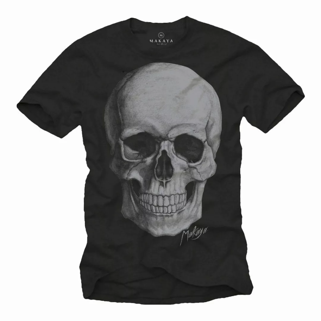MAKAYA Print-Shirt Herren T-Shirt Skull Totenkopf günstig online kaufen