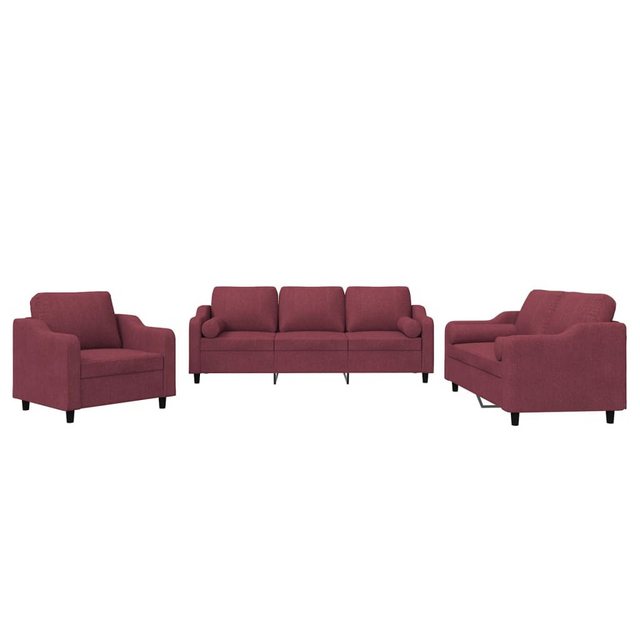 vidaXL Sofa Sofagarnitur Set mit Kissen Stoff, 3-tlg., Rot günstig online kaufen