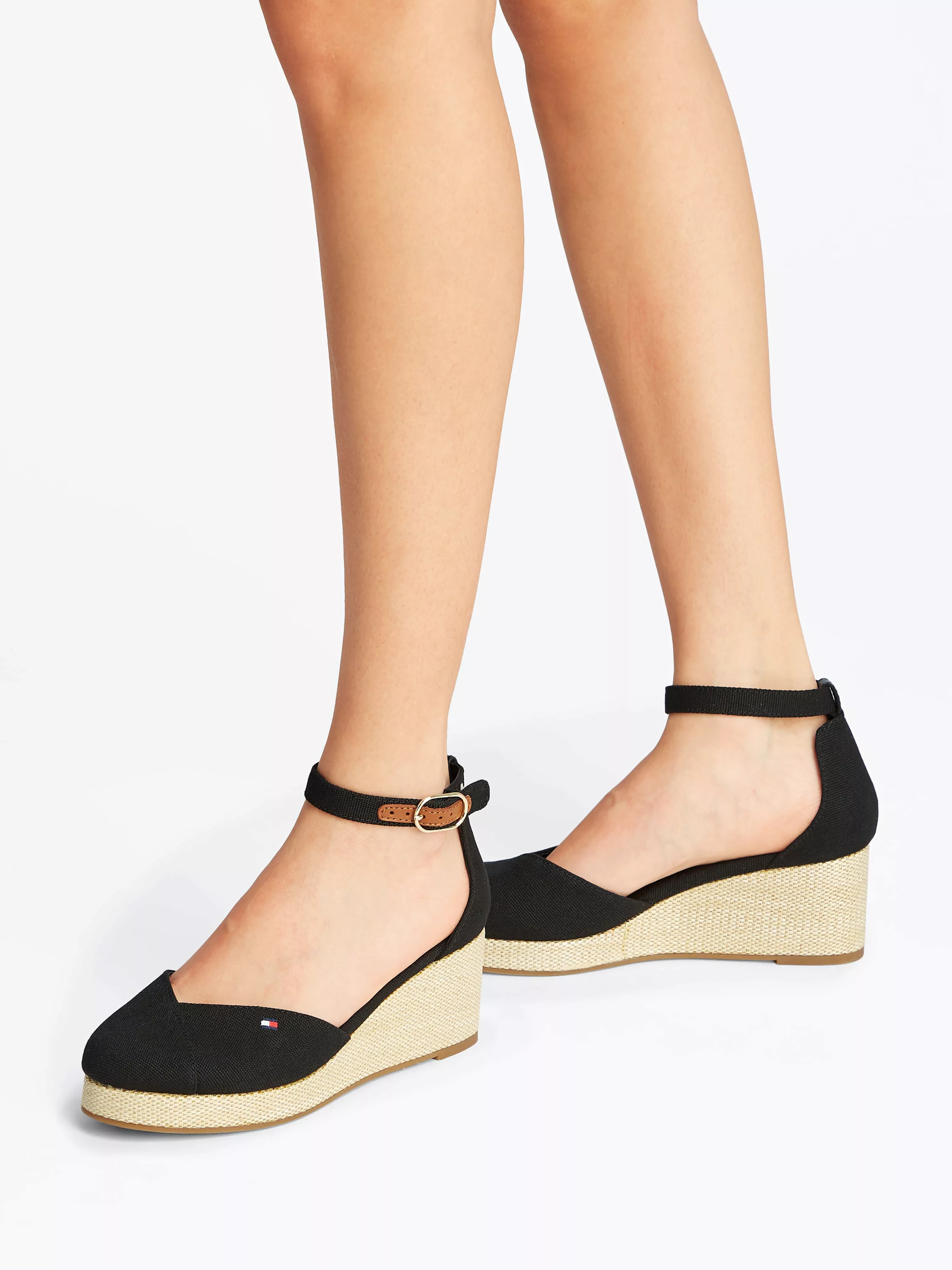 Tommy Hilfiger Keilsandalette "FLAG CLOSED TOE MID WEDGE ESPAD", Riemchensa günstig online kaufen