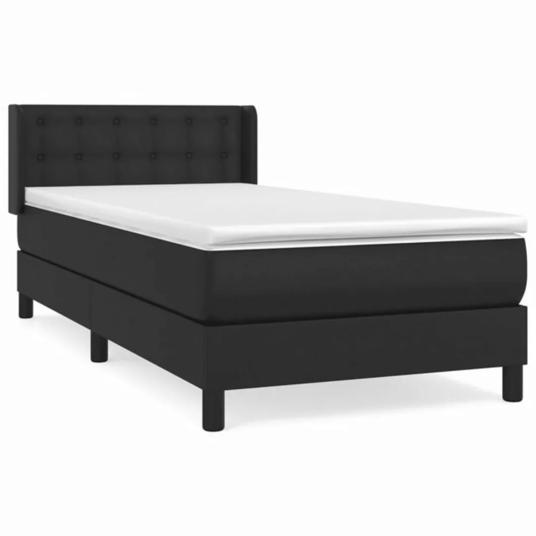 vidaXL Bettgestell Boxspringbett mit Matratze Schwarz 100x200 cm Kunstleder günstig online kaufen