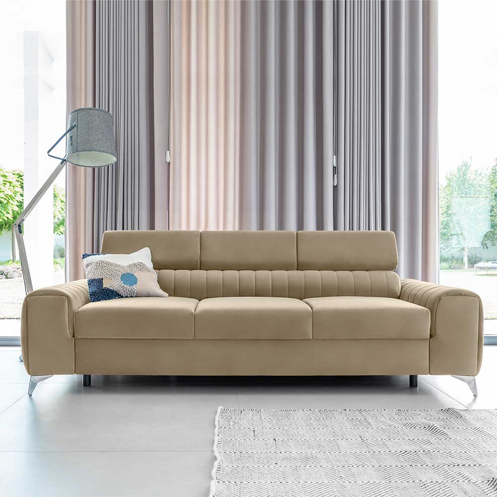 Sofa Couch aus Velours mit Vierfußgestell aus Metall günstig online kaufen