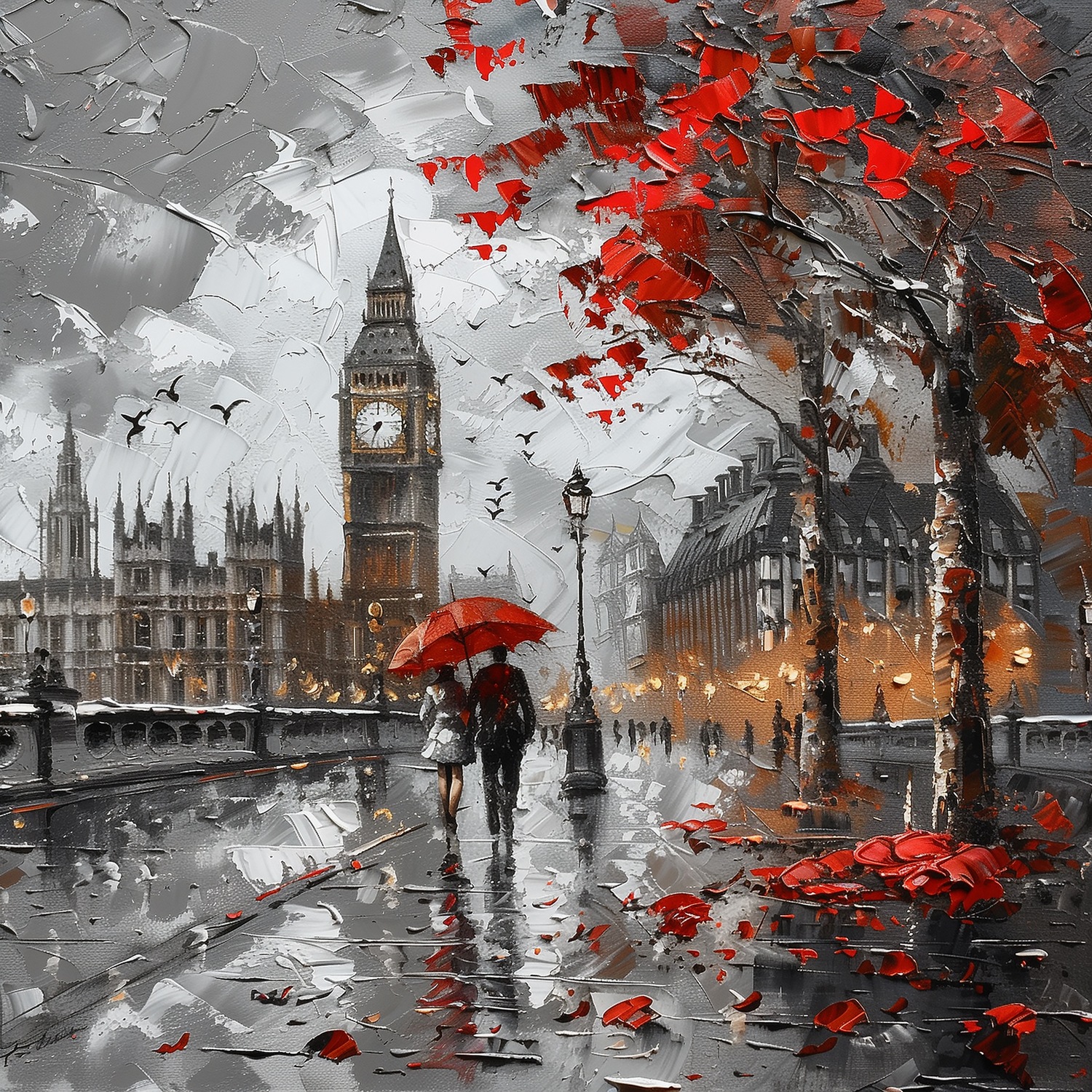 queence Leinwandbild "Big Ben im Herbst", Architektonische Elemente-Bilder günstig online kaufen