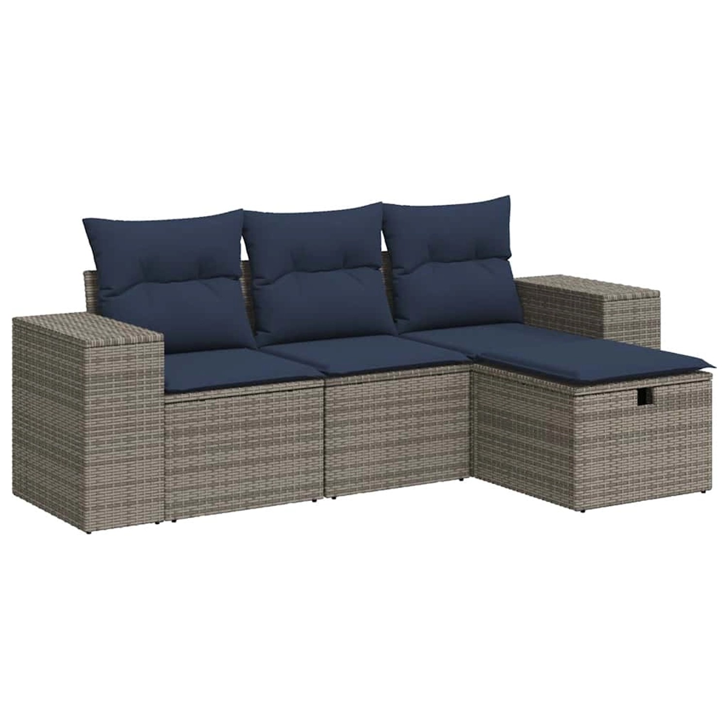 vidaXL 4-Tlg Garten-Sofagarnitur mit Kissen Grau Poly Rattan 3325657 günstig online kaufen