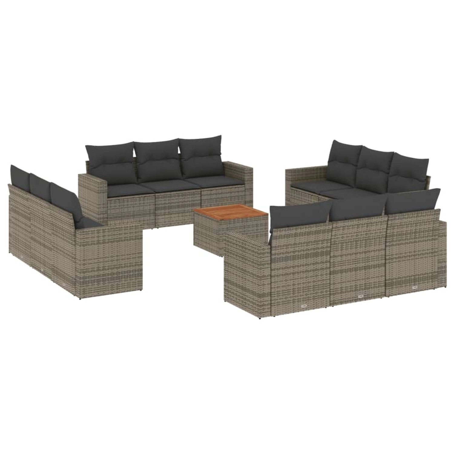vidaXL 13-Tlg Garten-Sofagarnitur mit Kissen Grau Poly Rattan 3224058 günstig online kaufen