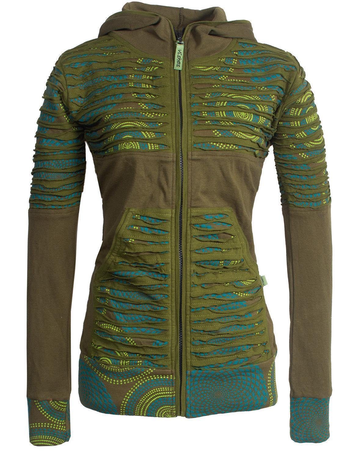 Vishes Kapuzensweatjacke Hoodie Kapuzenjacke mit Cutwork günstig online kaufen