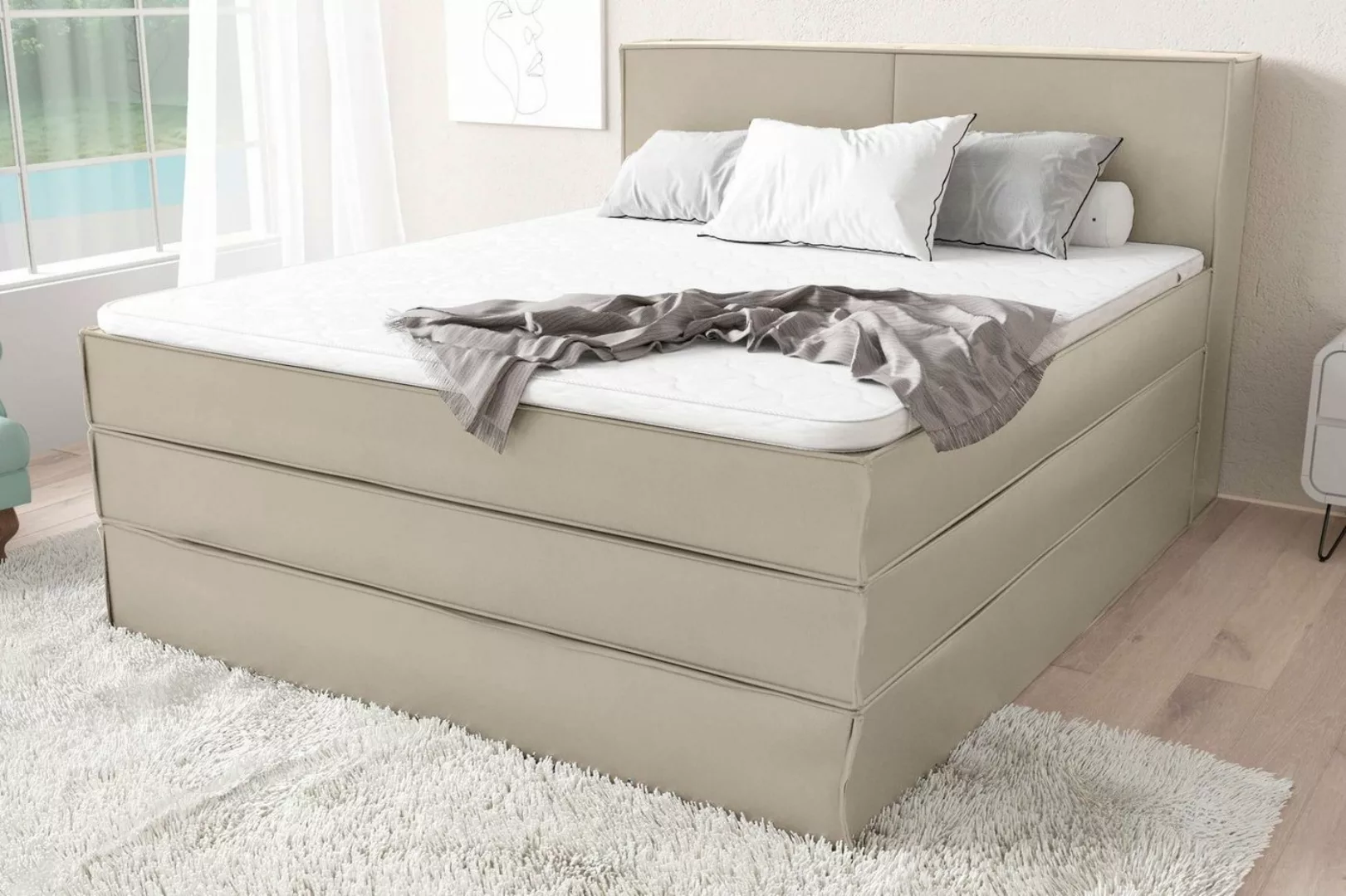 Stylefy Boxspringbett Santiago (Schlafzimmerbett, Bett), 120/140/160/180 x günstig online kaufen