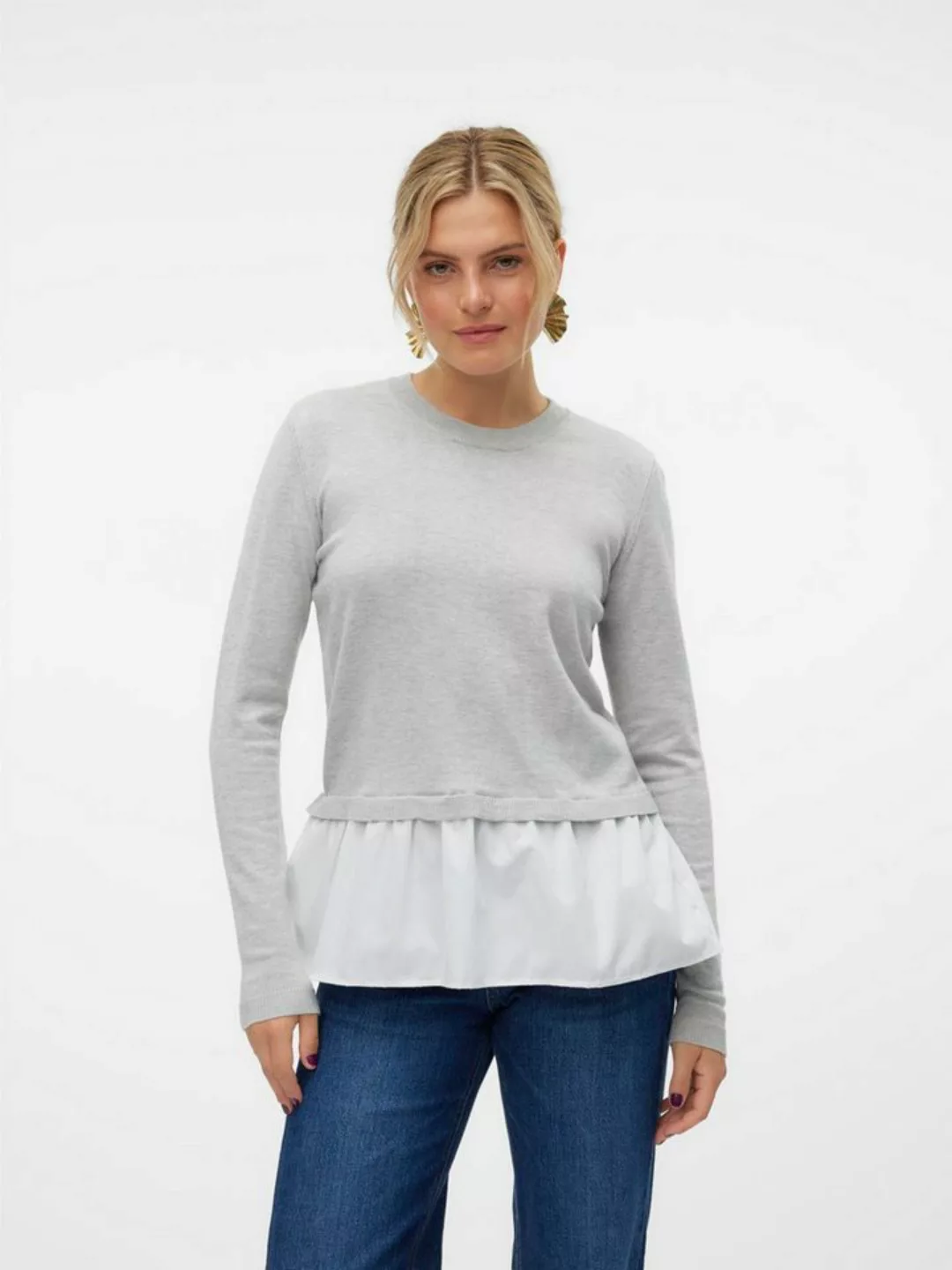 Vero Moda Rundhalspullover VMJOSE LS O-NECK WVN MIX PULLOVER GA BOO günstig online kaufen