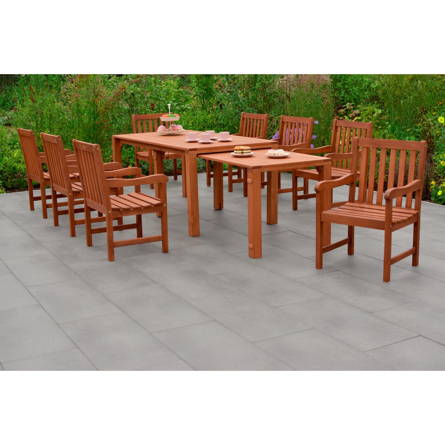 Merxx Santos Set 9-tlg. 8 Sessel Flex-Gartentisch Ausziehbar günstig online kaufen