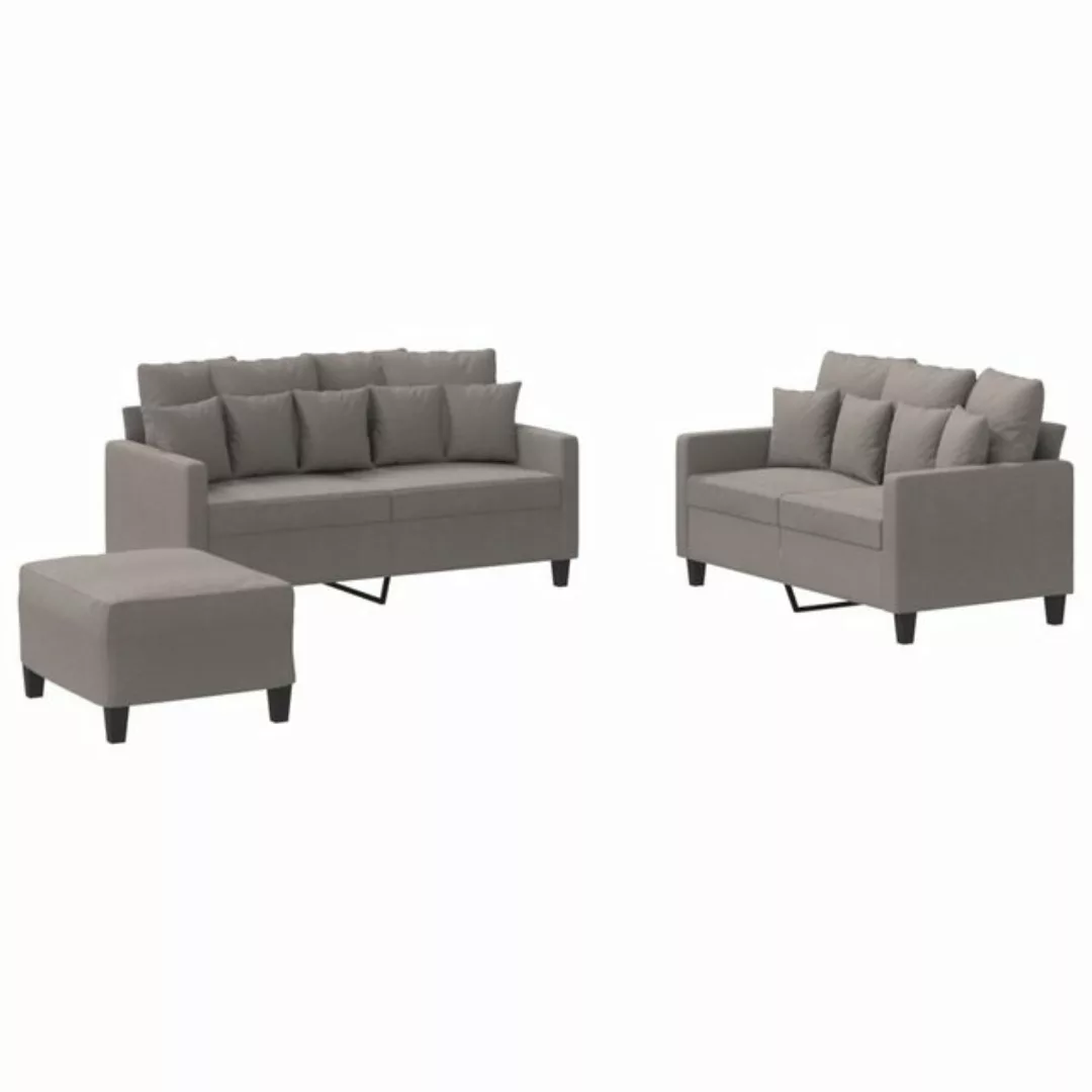 vidaXL Sofa 3-tlg. Sofagarnitur mit Kissen Taupe Stoff günstig online kaufen