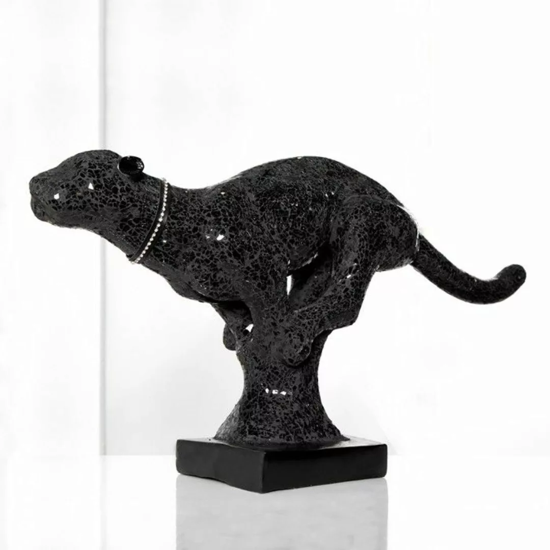 Deko Skulptur Panther PANTERA Schwarz aus Kunststein 90cm L?nge günstig online kaufen