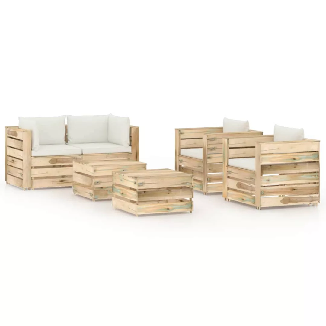 6-tlg. Garten-lounge-set Mit Kissen Grün Imprägniertes Holz günstig online kaufen