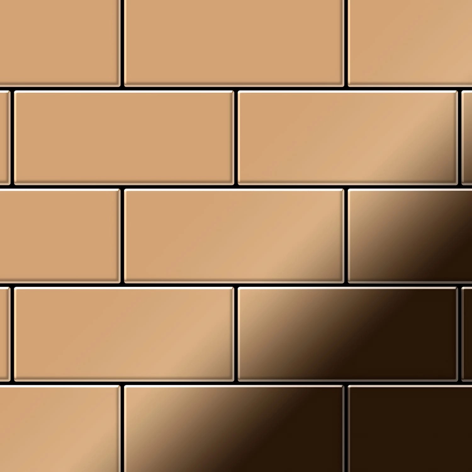 ALLOY Mosaik Fliese Massiv Metall Titan Hochglänzend Kupfer 1,6mm Stark Sub günstig online kaufen