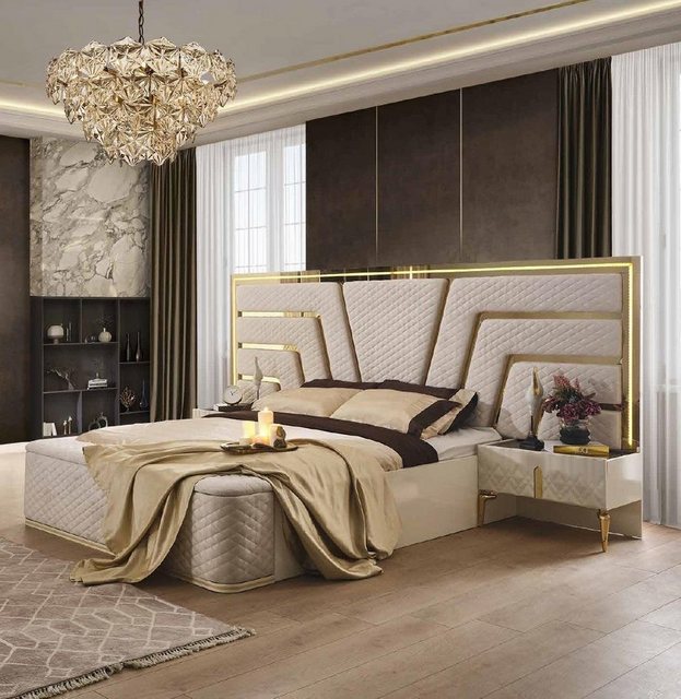 JVmoebel Bett Beleuchtetes Bett Design Doppelbett Luxus Betten Polster Sofo günstig online kaufen