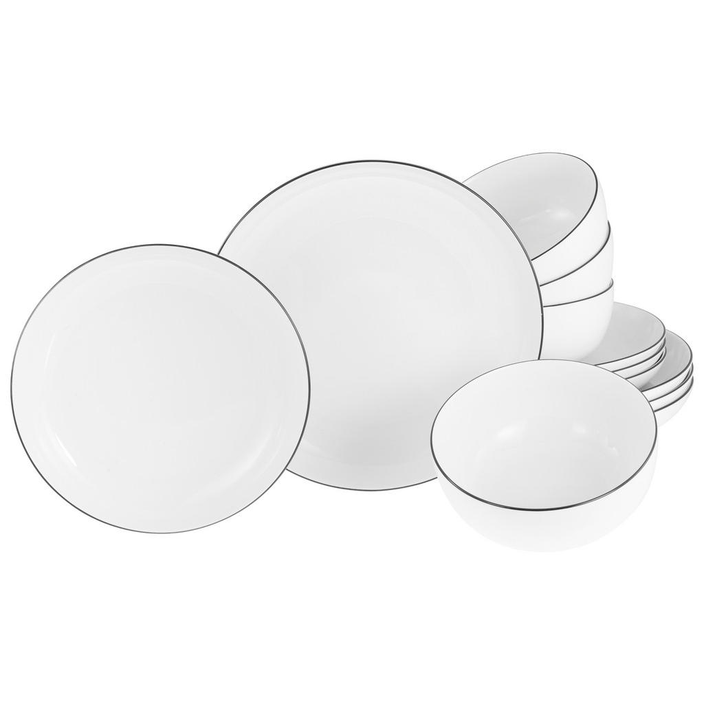 CreaTable Teller-Set Allround Black Line weiß Porzellan günstig online kaufen