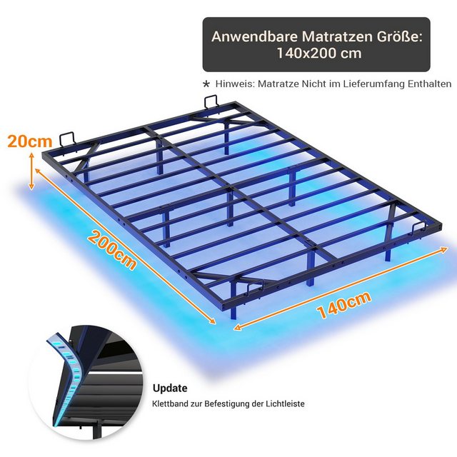 MSMASK Metallbett Schwebebett Bettgestell mit LED-Beleuchtung (Ohne Matratz günstig online kaufen