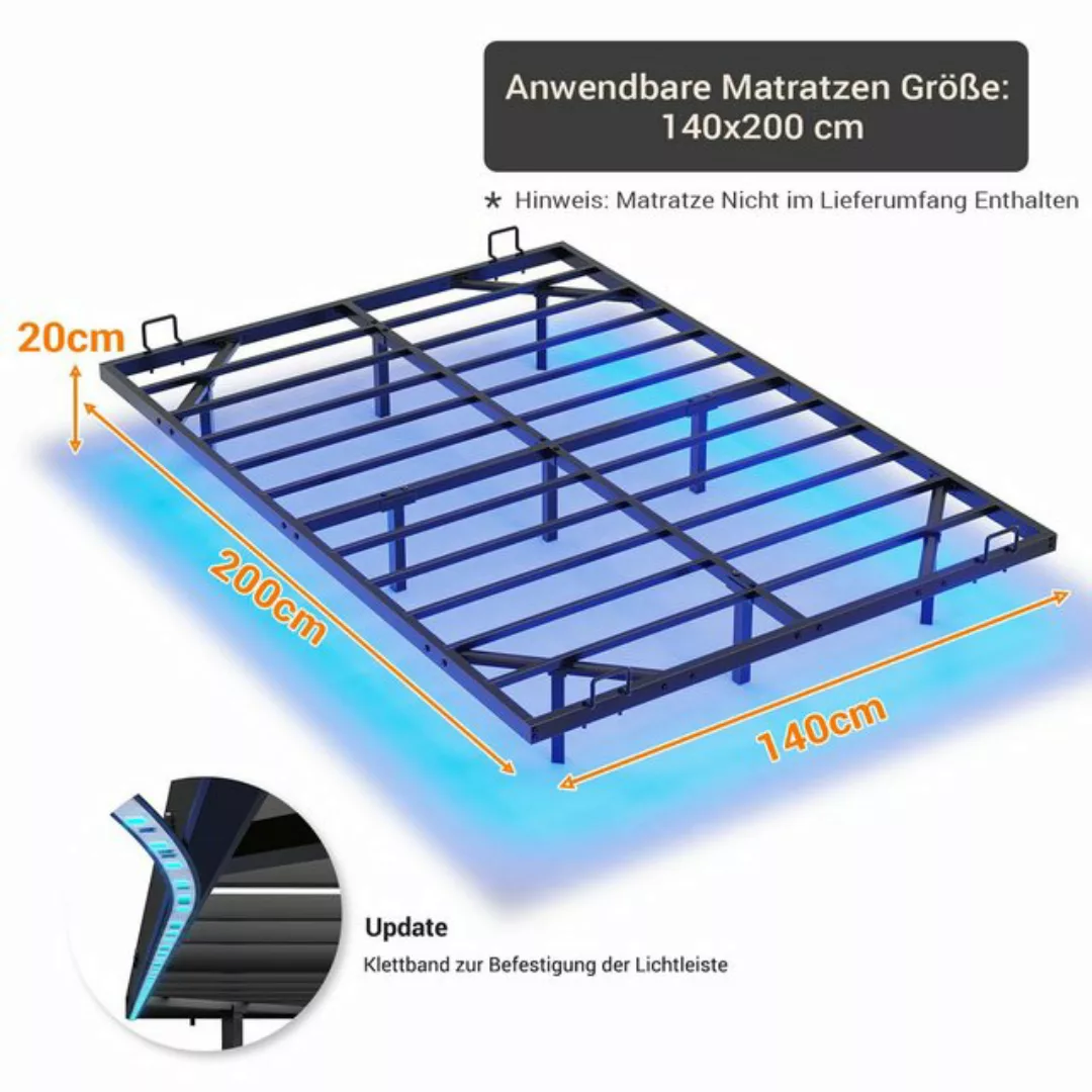 MSMASK Metallbett Schwebebett Bettgestell mit LED-Beleuchtung (Ohne Matratz günstig online kaufen