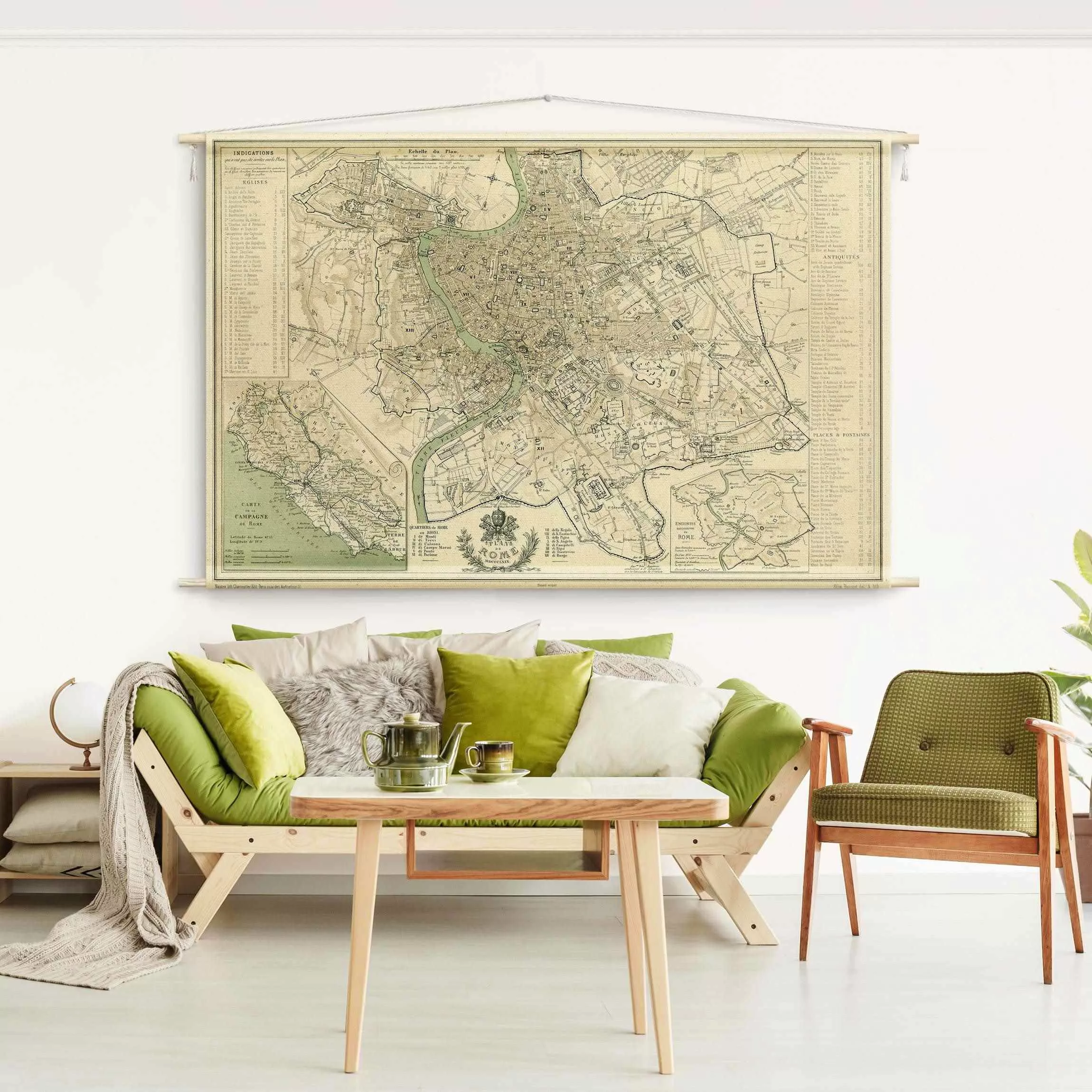 Wandteppich Vintage Stadtplan Rom Antik günstig online kaufen