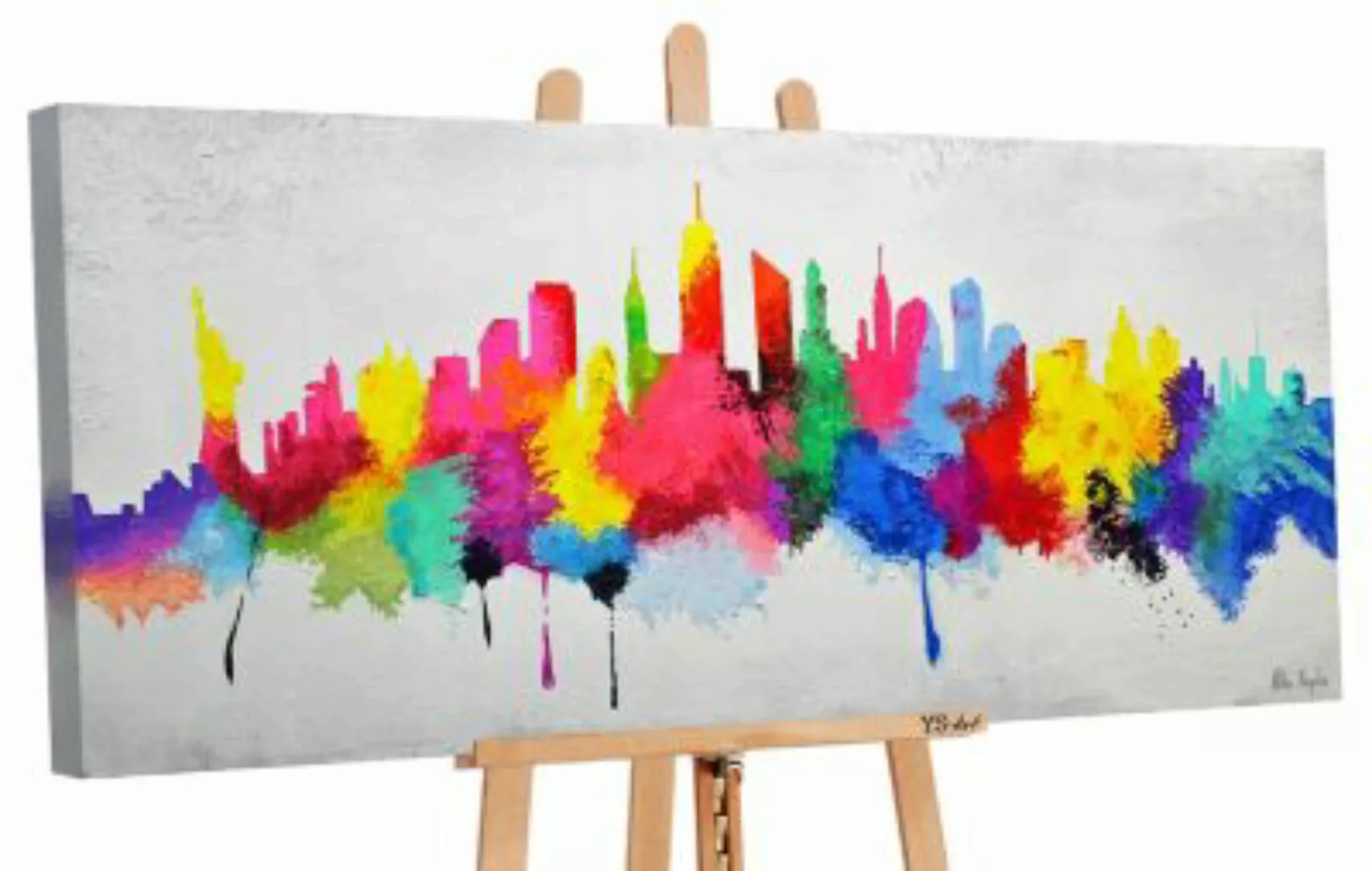 YS-Art™ "Gemälde Acryl ""Gute Laune"" handgemalt auf Leinwand 115x50 cm" bu günstig online kaufen