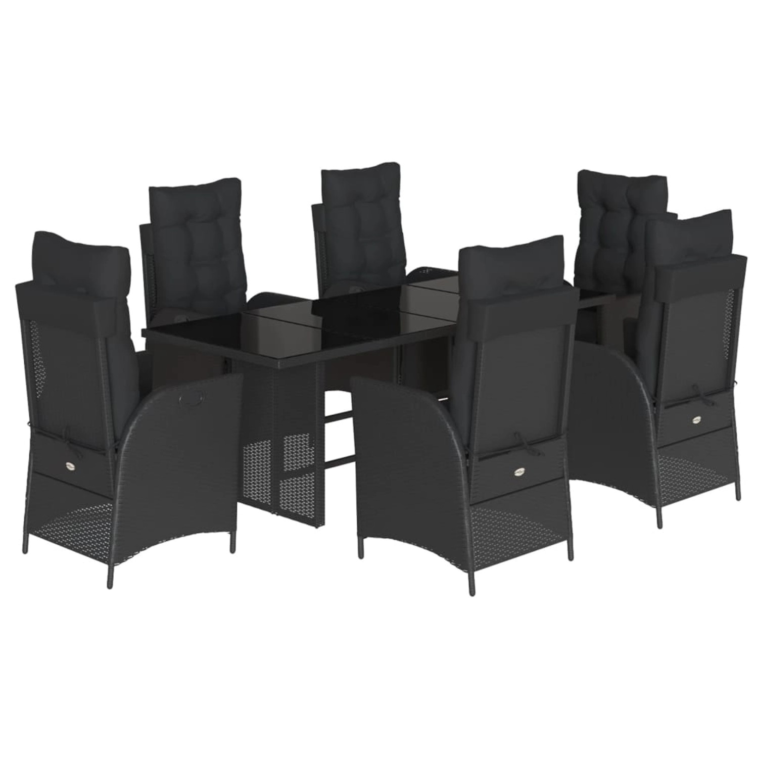 vidaXL 7-Tlg Garten-Essgruppe mit Kissen Schwarz Poly Rattan 3213352 günstig online kaufen