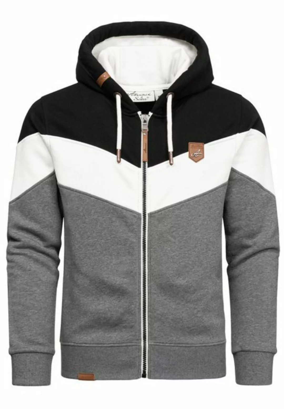 Amaci&Sons Kapuzenpullover ARDMORE Sweatjacke im Block-Design Herren Kapuze günstig online kaufen