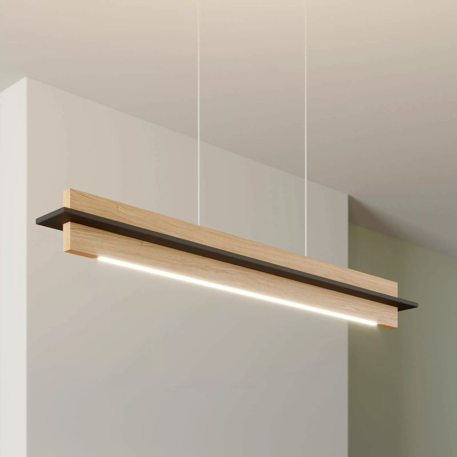 Rothfels LED-Pendellampe Lexa, eiche/schwarz, Länge 78 cm günstig online kaufen