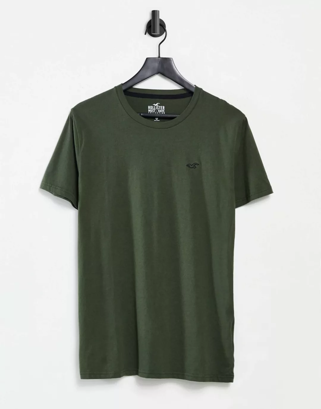 Hollister – T-Shirt in Olivgrün mit Logo günstig online kaufen