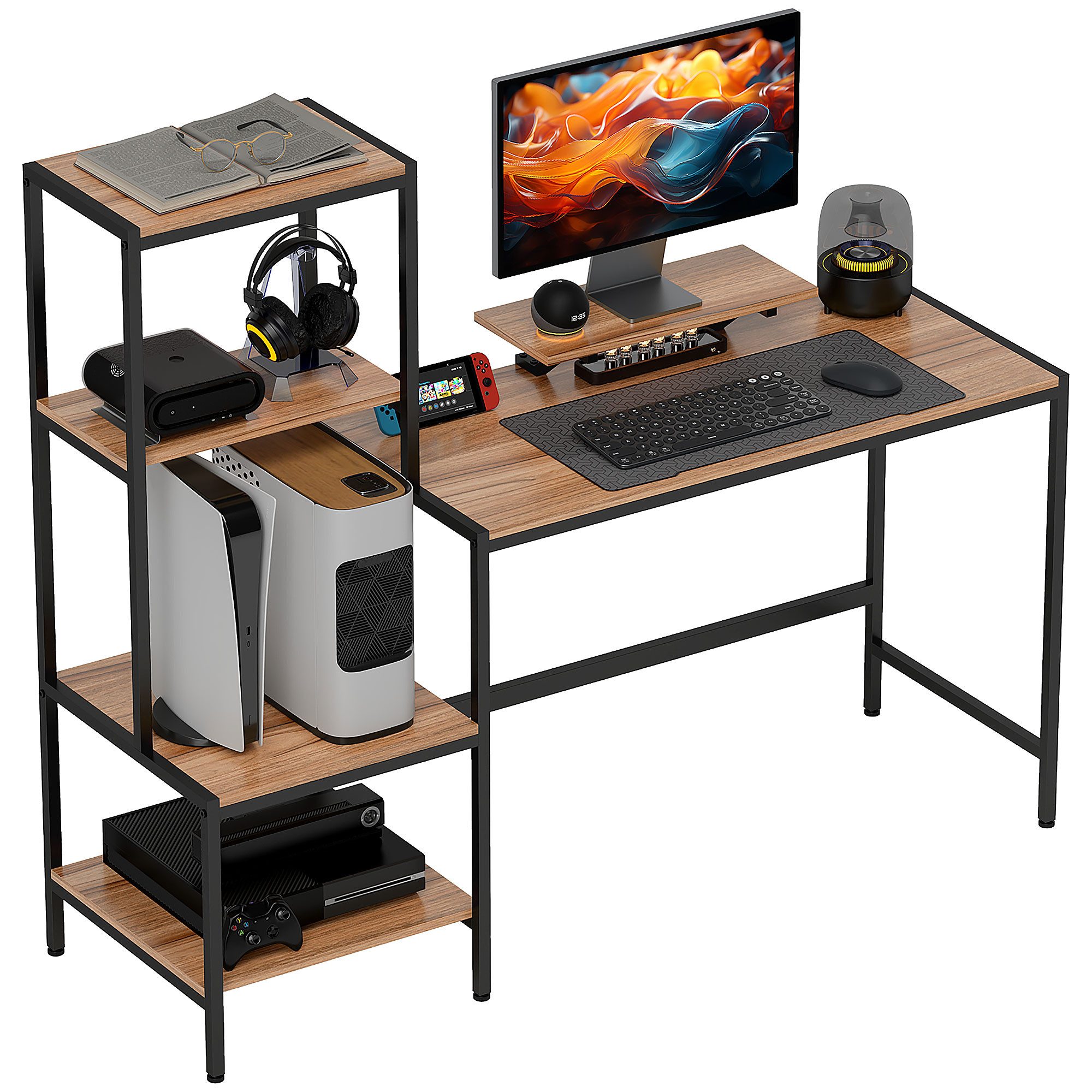 HOMCOM Computertisch Schreibtisch mit Monitorständer, CPU-Ständer, günstig online kaufen