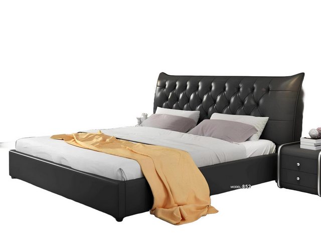 JVmoebel Bett, Designer Doppelbett Bett Betten Schlafzimmer Leder Hotel Lux günstig online kaufen