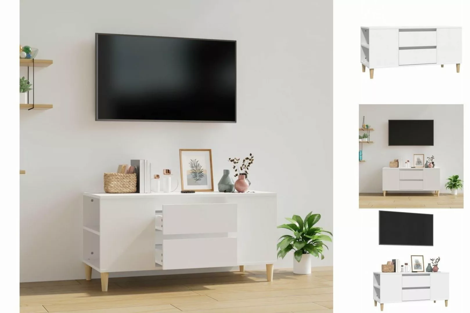 vidaXL TV-Schrank TV-Schrank Weiß 102x44,5x50 cm Spanplatte TV-Lowboard Fer günstig online kaufen