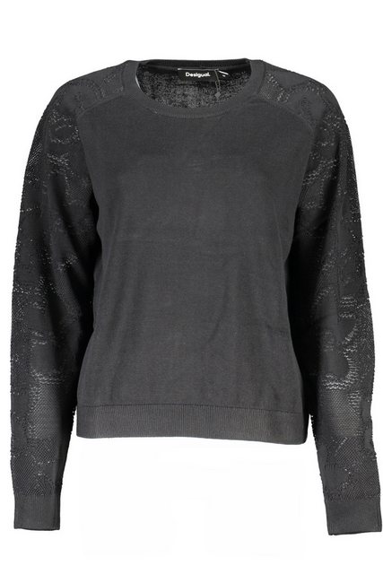 Desigual Strickpullover Damenpullover: Schwarzes Langarmshirt mit Rundhals günstig online kaufen