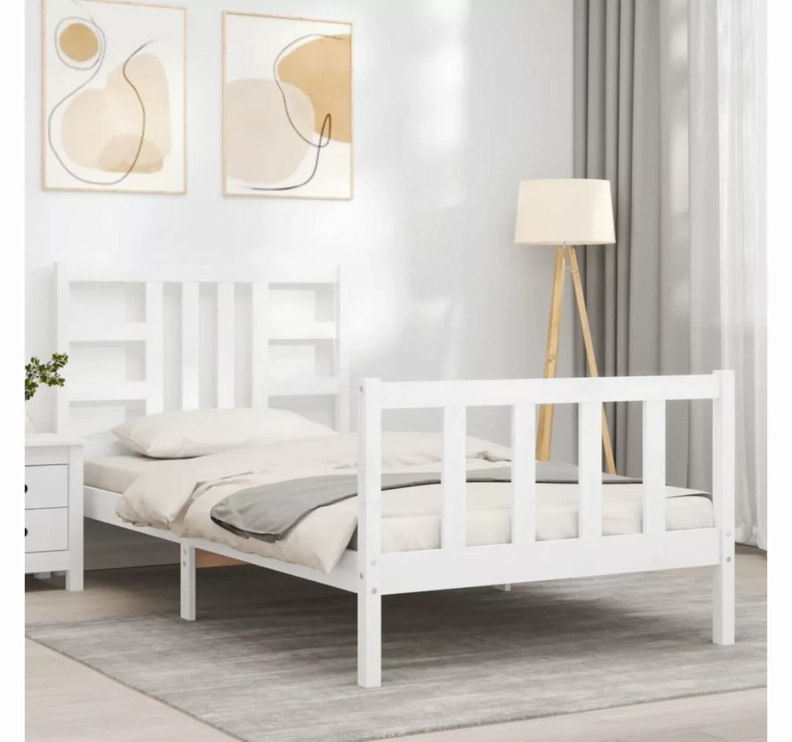 vidaXL Bett Massivholzbett ohne Matratze Weiß 90x200 cm Kiefernholz günstig online kaufen