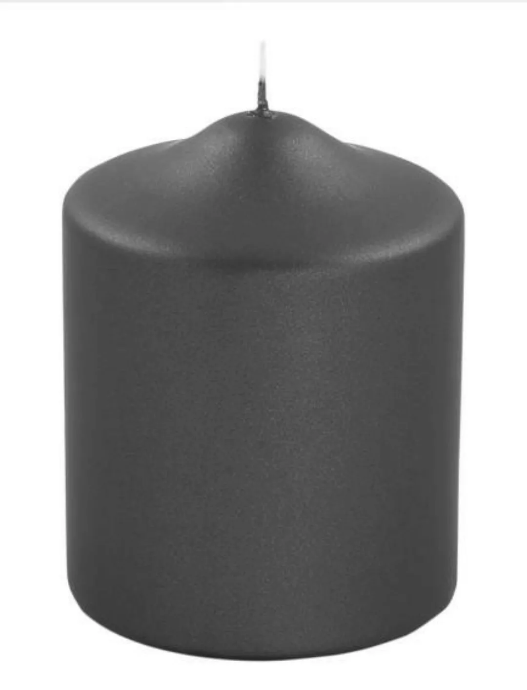 Stumpenkerze Schwarz metallic 10 cm - Durchmesser 8 cm günstig online kaufen