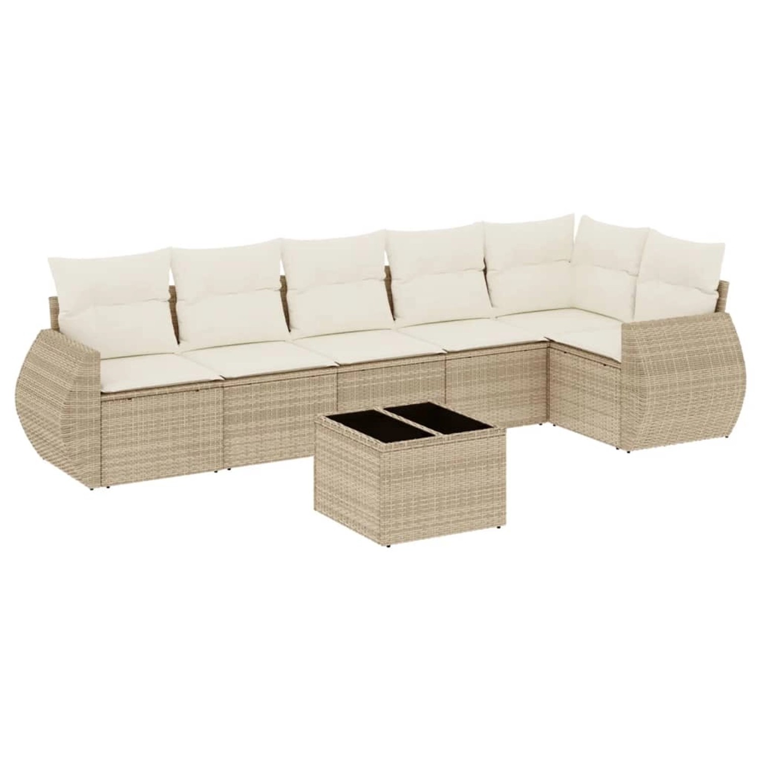 vidaXL 7-Tlg Garten-Sofagarnitur mit Kissen Beige Poly Rattan 3221397 günstig online kaufen
