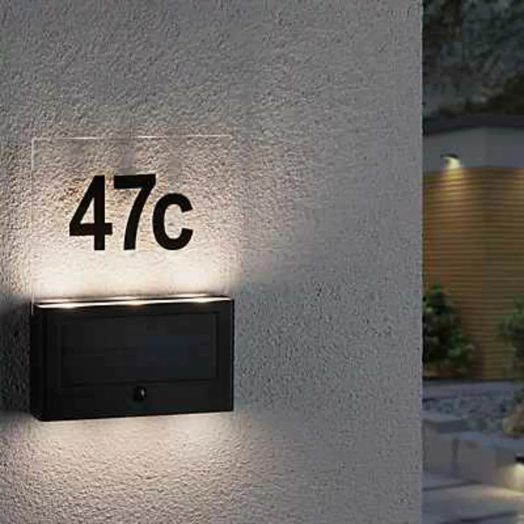 LED Solar Hausnummernleuchte Neda in Anthrazit 2x0,5W 20lm IP44 mit Dämmeru günstig online kaufen