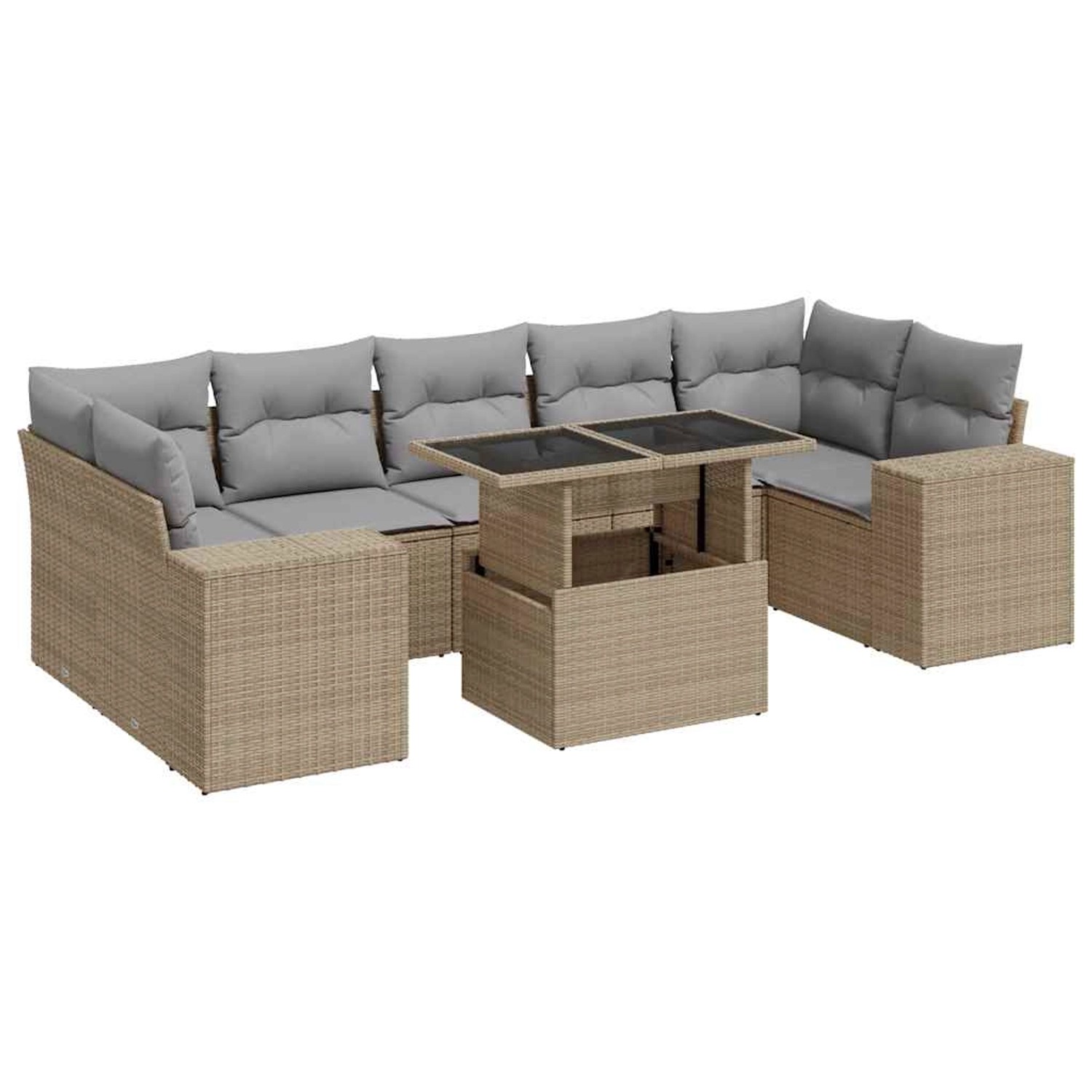vidaXL 8-Tlg Garten-Sofagarnitur mit Kissen Beige Poly Rattan 3326760 günstig online kaufen